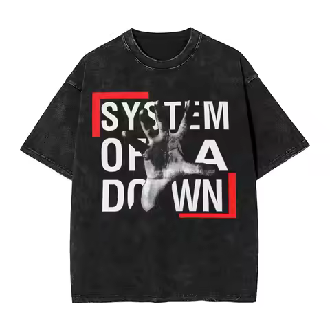 Women Men T-Shirt SOAD System of A Down Rock Music Band Washed T-Shirts Beach Tee Shirt Y2K Basic Pr