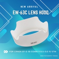 EW-63C EW63C Lens Hood For Canon EF-S 18-55mm f/3.5-5.6 IS STM Canon DSLR Camera (White)