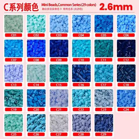 2.6mm Blue Color Series Fusible Perler Beads 1000PCS Bulk Refill Pack for DIY Art Craft & Mosaic Puz