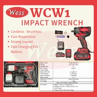 WESS WCW1 - CORDLESS-BRUSHLESS IMPACT WRENCH 500NM C/W 2 Batteries + 1 Charger + Accessories + Warra