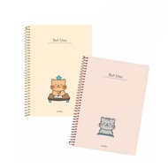 Sổ Dot Line lò xo đơn MS 598 kẻ ngang nét liền có chấm KLONG A4 200 trang hình mèo cute