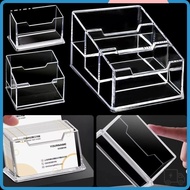 LUCKY-SUQI 1Pcs Business Card Box, 1/2/3 Grids Acrylic Plastic Bussiness Card Holder, School Office 