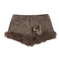 Off-Shoulder Fur Collar Waist-Cinching Top