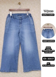 VJ KULOT PINGGANG KARET S-XXXXL-Celana Kulot Pinggang Karet Import Thailand VJ Jeans