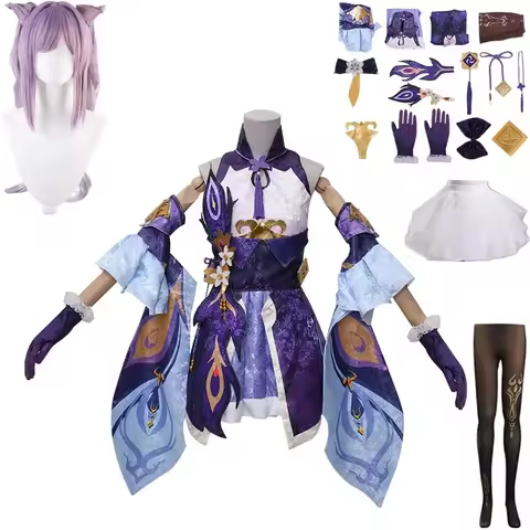 Game Genshin Impact Keqing Cosplay Costumes Genshin Ke Qing Impact Halloween Keqing Ponytails Mixed 