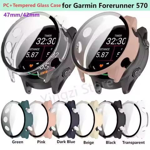 Tempered Glass Case for Garmin Forerunner 570 42mm47mm Smart Watch Screen Protector for Forerunner57