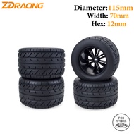 4PCS RC 115mm Monster Truck Car Rubber Tire Wheel Tyre Rim Hub 12mm Hex For 1/10 RC Car Buggy HPI HS
