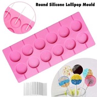 **包郵** A款 12孔圓形棒棒糖矽膠模具 棒棒糖模具 扁圓扁圓 食品級矽膠 DIY烘焙模具 糖果模具