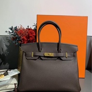 Hermes愛馬仕birkin30烏木色togo皮金扣Y刻