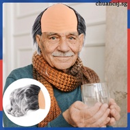 Realistic Grey Old Bald Cap Wig Synthetic Fiber for Party Costume and Cosplay