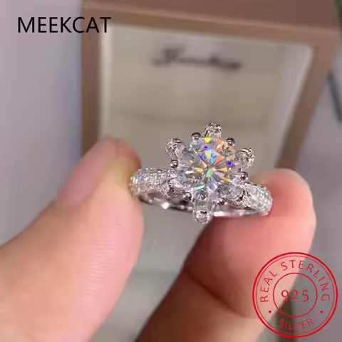 5 Carat Diamond Engagement Ring Women 14K White Gold Sterling Silver Bridal Moissanite Rings Wedding