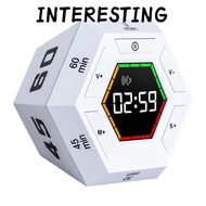INTERESTING Pomodoro Timer, 3/5/15/30/45/60 Minute Hexagonal Electronic Timer Cube, Custom Countdown