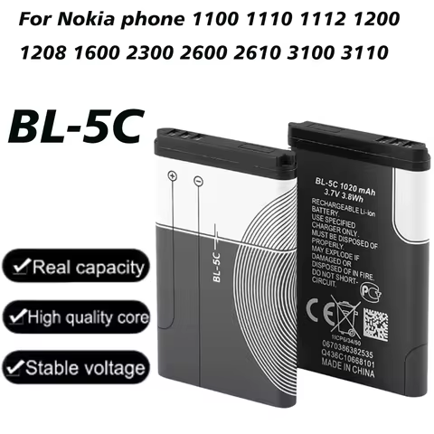 1/10pcs 3.7V 1020mAh BL-5C BL5C BL 5C Battery Rechargeable Batteries For Nokia 2112 2118 2255 2270 2