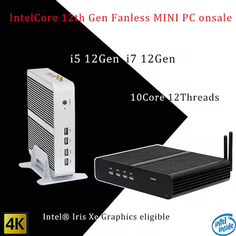 12th/13th Gen Fanless MINI PC i5-1235U/i5-1334U/i7-1255U TMP 2.0 win11 10Core 12Threads DDR4 MAX 64G