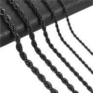 2mm/3mm/4mm/5mm/6mm Black Color Stainless Steel Twisted Rope Chains Classic Men Boy Necklace 20 to 2
