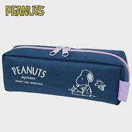 【日本正版授權】史努比 三層 可展開式 筆袋 鉛筆盒/帆布筆袋 Snoopy/PEANUTS - 深藍款