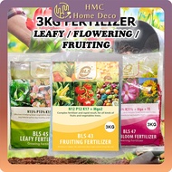 3kg BLS Leafy Fertilizer 45 / Flower Bloom Fertilizer 47 / Fruiting Fertilizer 43 Garden Granules Ba