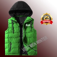 Gojek Men's Motorcycle Vest - Gojek Embroidered Logo Vest - Hoodie Beanie Vest - Thick Vest Availabl