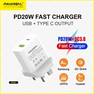 PAVAREAL K13 PD 20W Dual Ports USB + Qualcomm Quick Charge 3.0 Super Fast Charge Charger Adapter