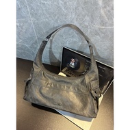 Korean Fennec Distressed Motorcycle Shoulder Bag with Multi-Zipper Pockets - Large Capacity