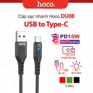 PD15W USB to Type-C Hoco DU08/DU08 Plus fast charging cable, anti-break, break-resistant parachute c
