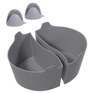 2 Pcs Reusable Silicone Slow Cooker Divider Liners for 6-7-8 QT Crocker Pot with 2 Hand ClipsReplace