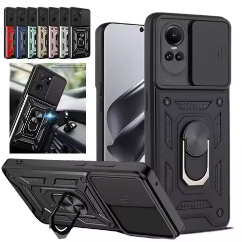Armor Case For OPPO Reno 10 5G Reno10 Pro Reno 8T 7 6 5 4 Lite Cover Lens Protection With Ring Magne
