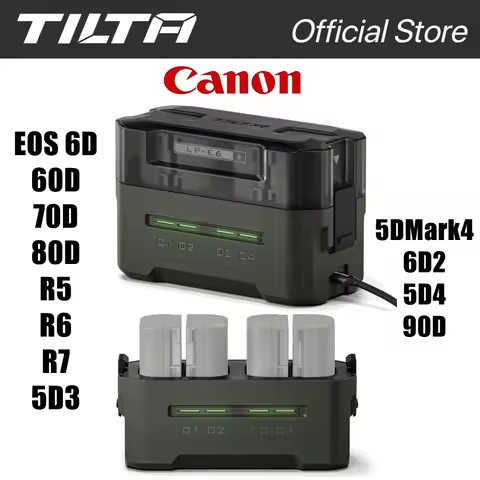 TILTA LP-E6 Battery 2400mAh Portable Charging Station (4 Channel) for Canon R5, R6, 5D4 , 6D2, 7D2, 