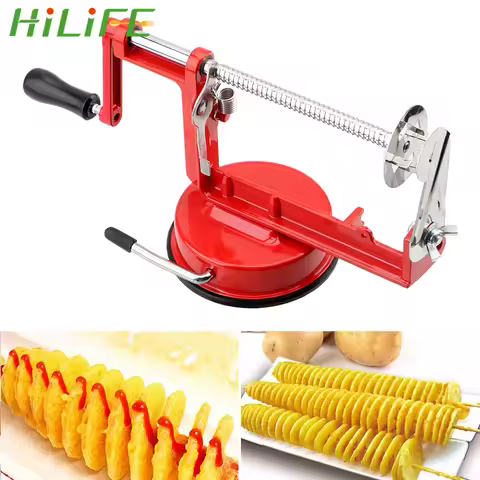 HILIFE Twisted Potato Apple Slicer Manual Stainless Steel Spiral French Fry Cutter Vegetable Spirali