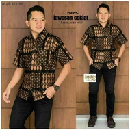 Kemeja Batik Pria Lengan Pendek Baju Batik Pria modern Baju Batik motif Lawasan Kemeja Batik size St