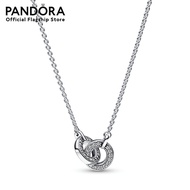 Pandora logo intertwined circle sterling silver collier with clear cubic zirconia