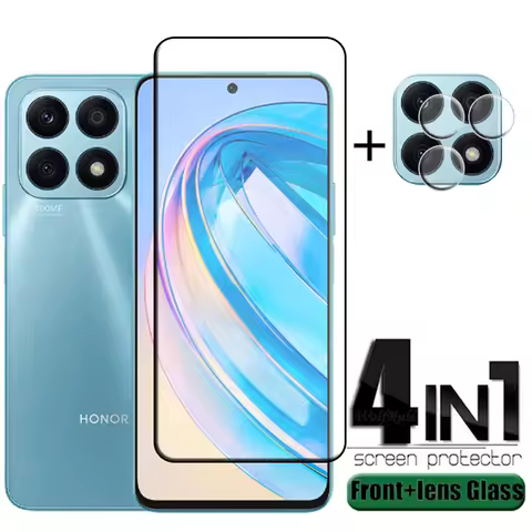 4-in-1 For Huawei Honor X8A Glass For Honor X8A Tempered Glass Full Glue Cover HD 9H Screen Protecto