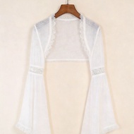 White Lace Gothic Lolita Blouse with Flared Sleeves