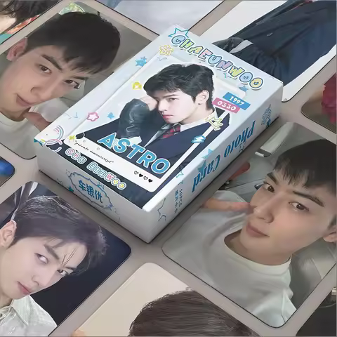 50Pcs/Set Cha EunWoo Laser Lomo Card Korean Star Mini Postcard HD Photocard Fans Collection Cards