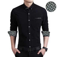 Kemeja thomson kombinasi motif daun