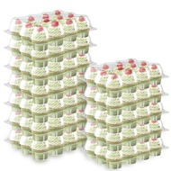 12Pcs Cupcake Containers 12 Holes Clear Plastic Cupcake Holders with Detachable Lid Stackable Cupcak