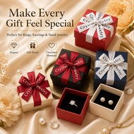24Pcs 5x5cm Mini Ribbon Jewelry Box Kotak Cincin Anting, English Letter Gift Box Borong, Box Only