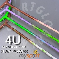 Flex Power Air Spiral 3000 Racket Badminton 4U 84g Max Tension 36 Lbs ( Head Heavy )