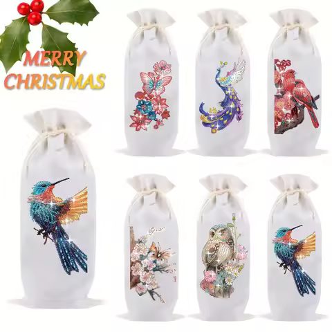 1 / Set DIY Animal Diamond Art Wine Bottle Bag Diamond Painting Wine Bottle Bag Diamond Painting Chr