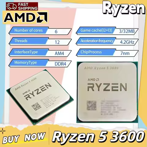 AMD Ryzen 5 3600 CPU 6-Core 12-Thread 4.4GHz Unlocked Desktop Processor Socket AM4 Gaming CPU Withou