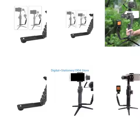 E06C Camera Gimbal Stabilizer Handle Grip Mounting Extension L-Bracket With Cold Shoe 1/4'' Adapter 