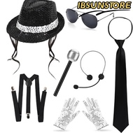 IBSUNSTORE Costume Accessories Set, Sequin Fedora Hat Rhinestone Gloves Performance Costume, Vintage