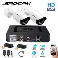 Saqicam 4CH 5MP CCTV Security DVR 2PCS 5MP Bullet Weatherproof AHD Camera CCTV Package Set Kit