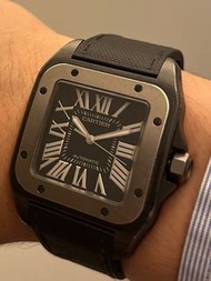 Cartier SANTOS 100 不鏽鋼 / 鈦金屬手錶 自動機芯 黑色 特別版