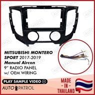Mitsubishi Montero Sport 2017-2019 Manual Aircon 9" Car Radio Panel Frame w/ Wiring Harness