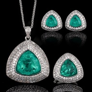 Zhuangshengsheng Copper Bottom Gold-Plated Simulation Emerald Fertilizer Triangle Fashion Suit 17 * 