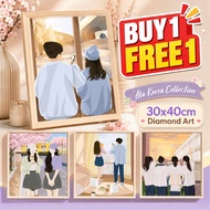 HLS 30x40cm Diamond Painting with Frame Aesthetic Ala Korea Bestie Couple Full Drill Handmade Pictur