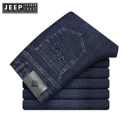 JEEP SPIRIT 1941 ESTD Mens Oversized Jeans Straight Wide Elastic Professional Long Pants Casual Over