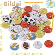GILDAI Ball Sports Painting, Baseball Football Round Wood Buttons, Smooth Wood 3/4inch 2 Holes Flatb
