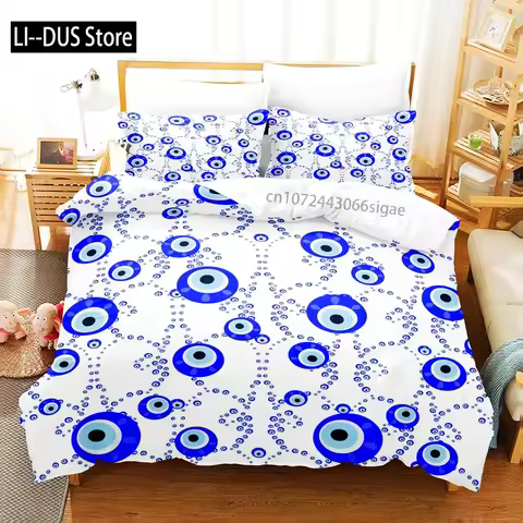 Hip Hop Turkish Evil Eye Bedding Set Single Twin Full Queen King Size Aldult Boys Man Bedroom Duvet 